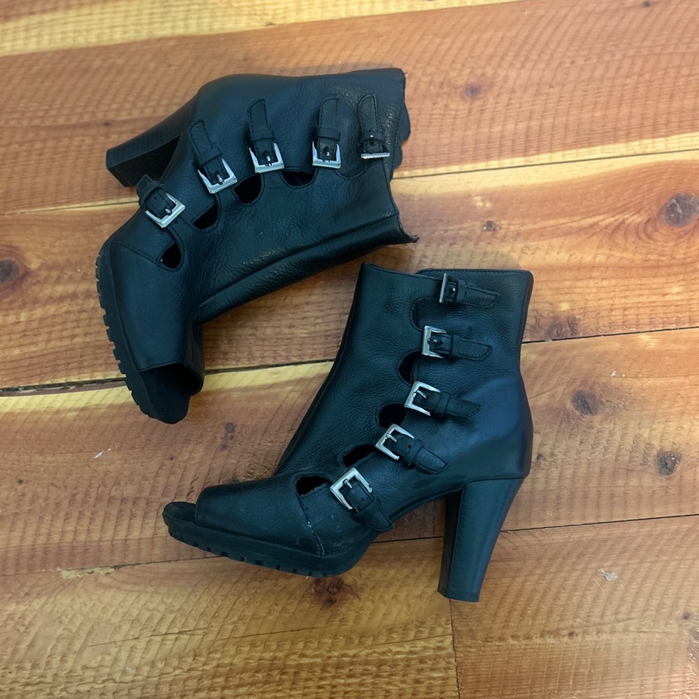 Black Buckle Mirage Ankle Boots